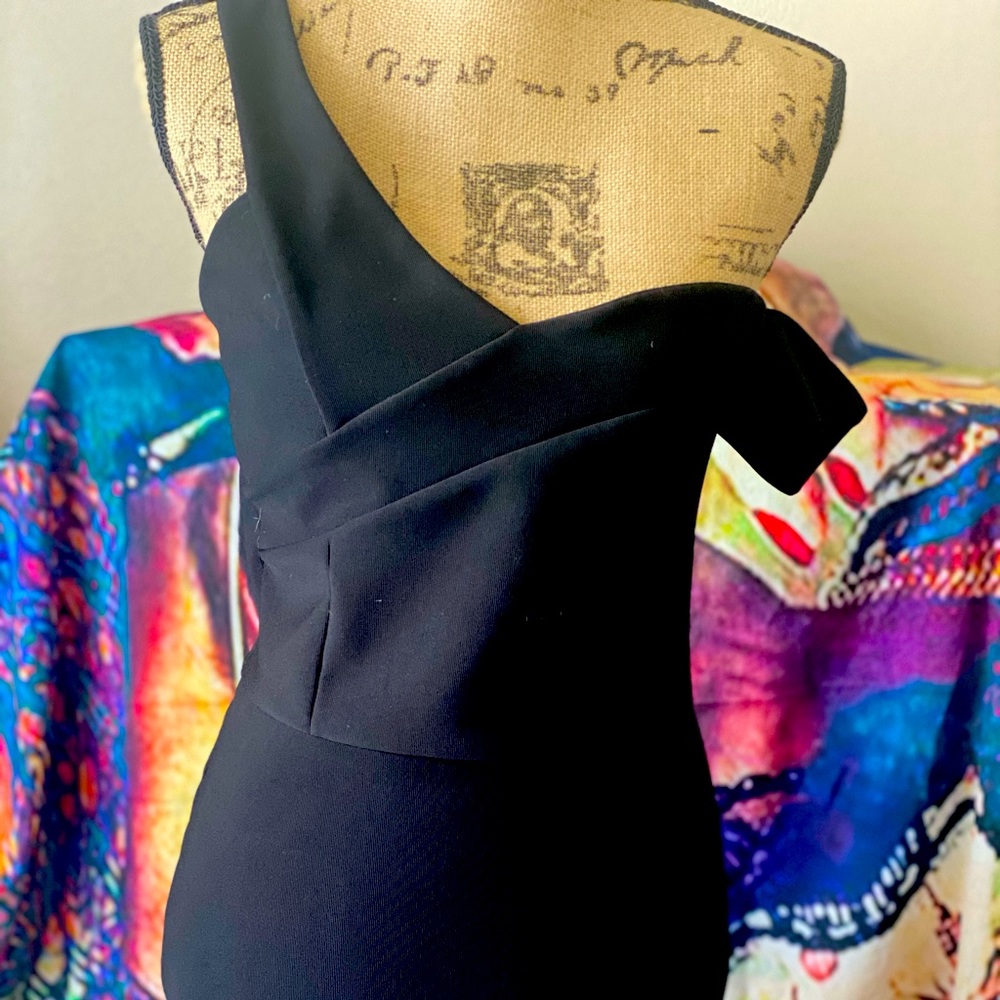 One shoulder black dress with arm strap